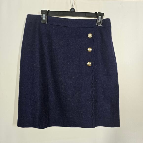 Talbots Blue Donegal Wool-Blend Faux Wrap A-Line Skirt 10P - Picture 1 of 5